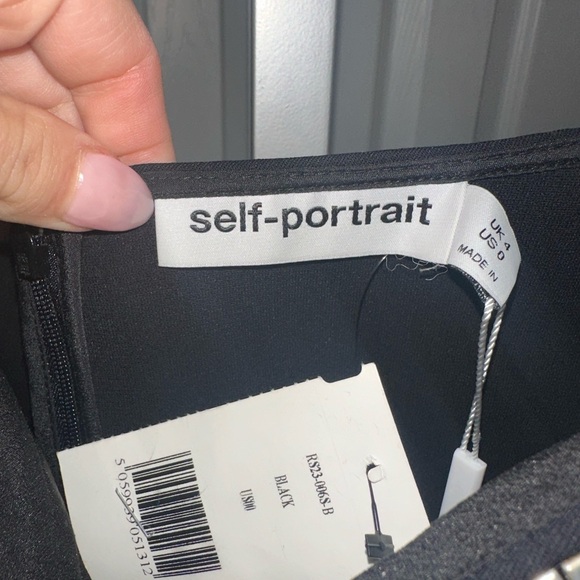 SELF PORTRAIT BLACK CREPE DIAMANTE
DETAIL MINI DRESS - Picture 8 of 13